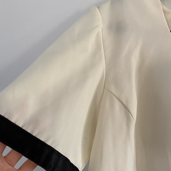 70s/80s handmade cream + black stripe top/cardigan and skirt set - Picture 4 of 8